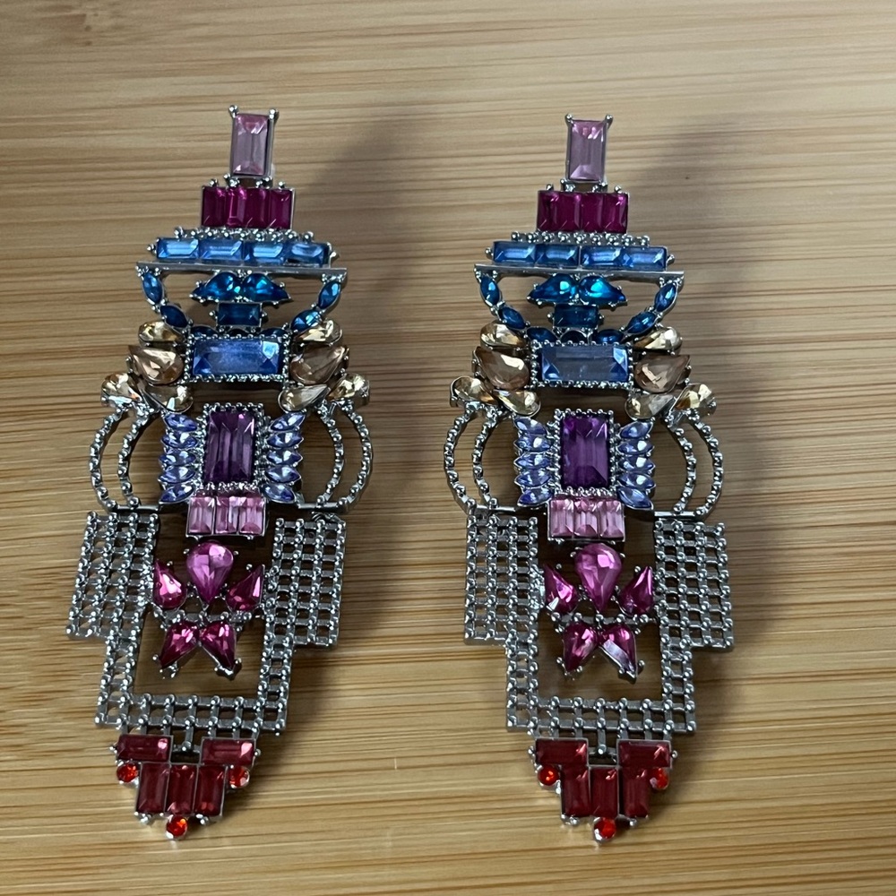 Modern Art Deco Dangle Earrings